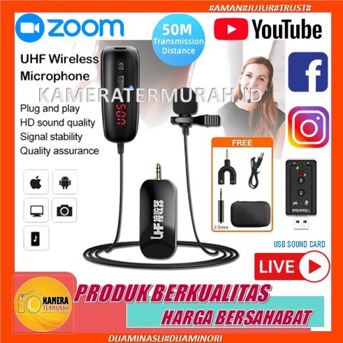 Microphone Mic Clip On Wireless Mic UHF ULtra High Frequency clip on wireless Smartphone Laptop Yout