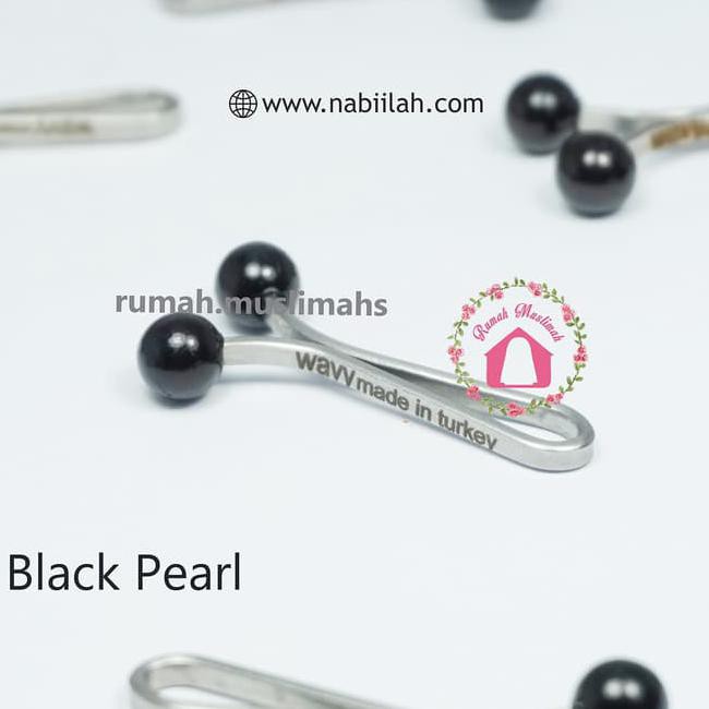 Klip hijab turkey BLACK PEARL wavy clip jepit jilbab turki klips ori OBRAL