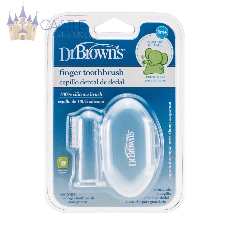 Castle - Dr.Browns Silicone Finger Toothbrush with Case / Sikat gigi bayi / sikat lidah bayi