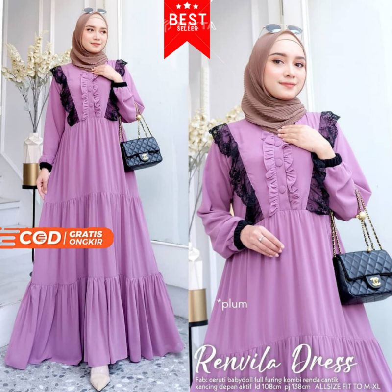 Renvila Dress#2 Gamis Shakila Lapis Puring Baju Dress Kondangan Gamis Remaja Terbaru Gamis Pesta Gam