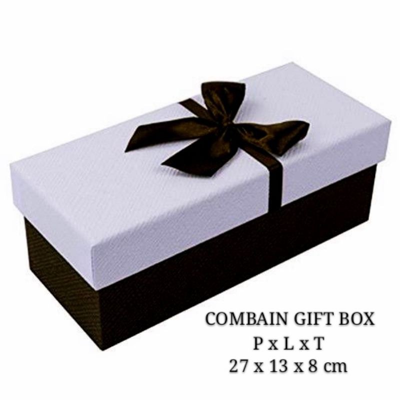 

BLACK & WHITE COMBAIN HARD GIFT BOX . 27 X 13 X 8 cm.free pita