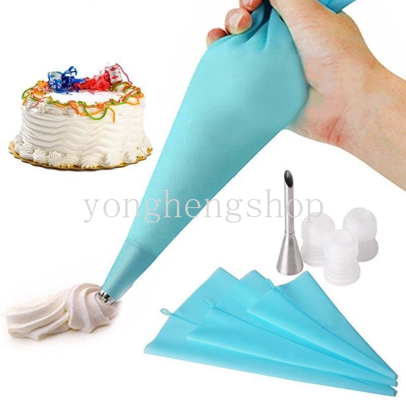 7pcs / Set Spuit Piping Icing Bahan Silikon Dengan Konverter Untuk Dekorasi Kue