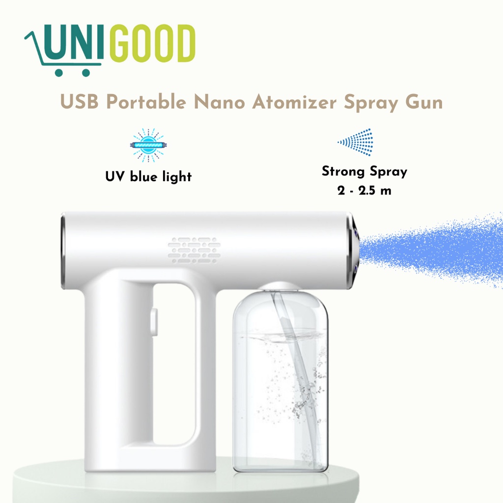 UNIGOOD - Semprotan Alkohol Disinfektan Portable Nano Spray Gun UV Blue Light Wireless Fogging Gun