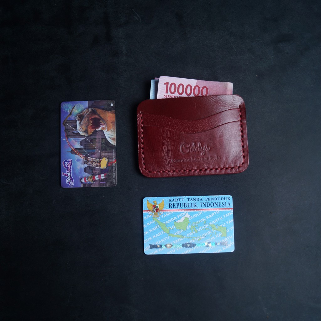 CANYON Leather Card Holder in Maroon - Dompet Kartu Kulit Asli