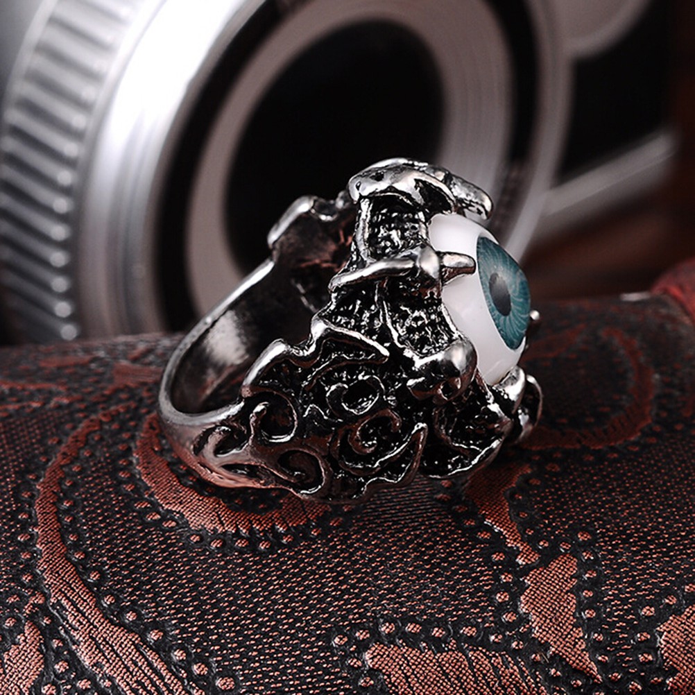 Hbid Glory 1pc Cincin Stainless Steel Desain Cakar Naga / Tengkorak / Evil Eye Gaya Gothic Untuk Pria