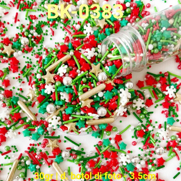 

BK-0383 SPRINKLES SPRINKEL 30GR SNOWFLAKE BINTANG NATAL FROZEN HIJAU PROMO TERBARU