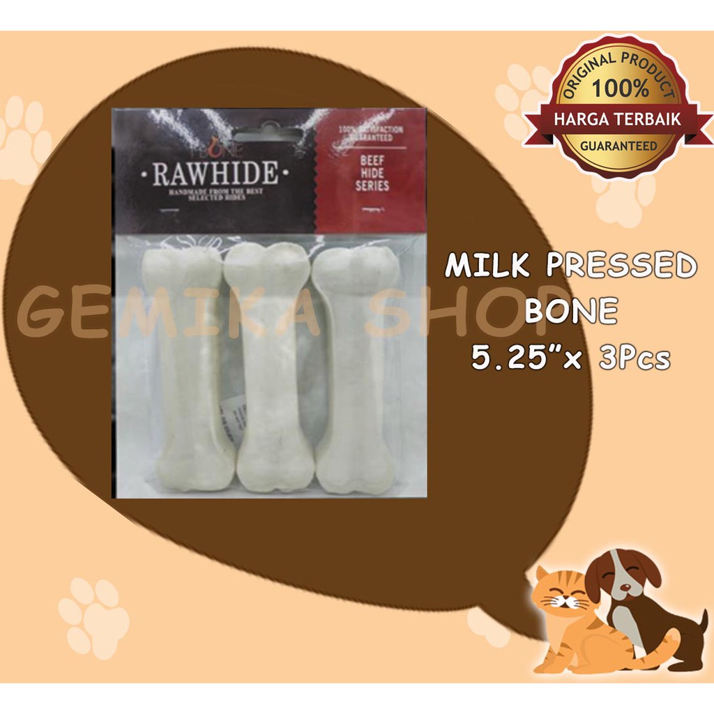 RAWHIDE MILK PRESSED BONE | SNACK ANJING | DOG FOOD