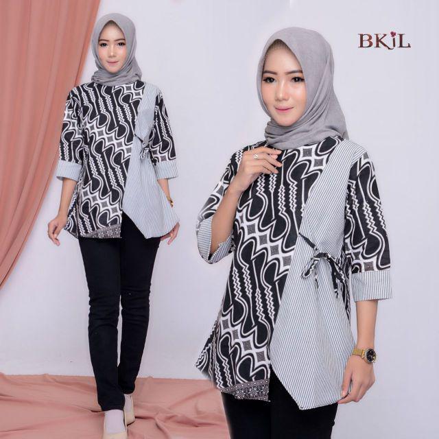 tey-17 Batik wanita ASJ SA HRB026 Kenongo Kemeja Tosca Pendek-G