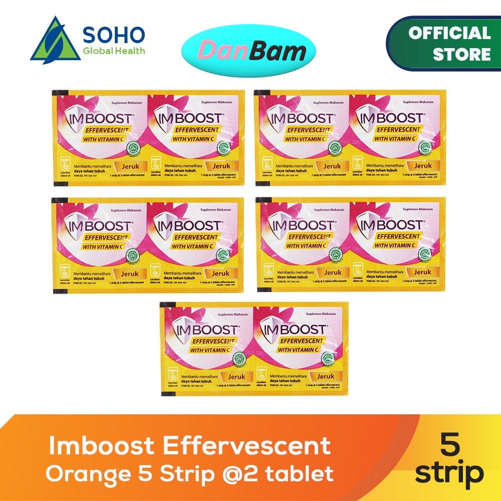 Imboost Effervescent With Vitamin C Rasa Jeruk - 5 Strip @2 Tablet