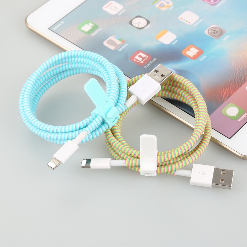 TERMURAH DI SHOPEE/ 1.4 M REAL / 1 KABEL CUKUP 1 PCS / PELINDUNG KABEL CHARGER SPIRAL PROTECTOR DATA CABLE 3 WARNA - WARNI