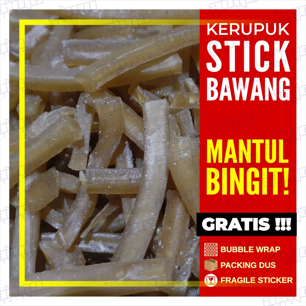 

STICK KERUPUK BAWANG Stik Krupuk Mentah Enak Gurih Renyah Kuning Panjang (krupuk tahu/krecek) 250 gr