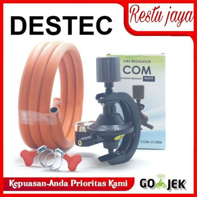 REGULATOR KOMPOR GAS DESTEC METER+SELANG  DUA LAPIS 2 METER