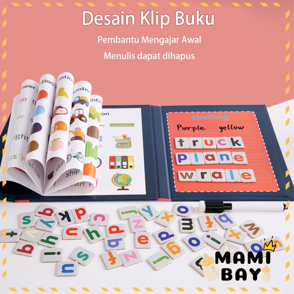 Mamibayi Buku belajar menulis dengan magnet mainan edukasi anak