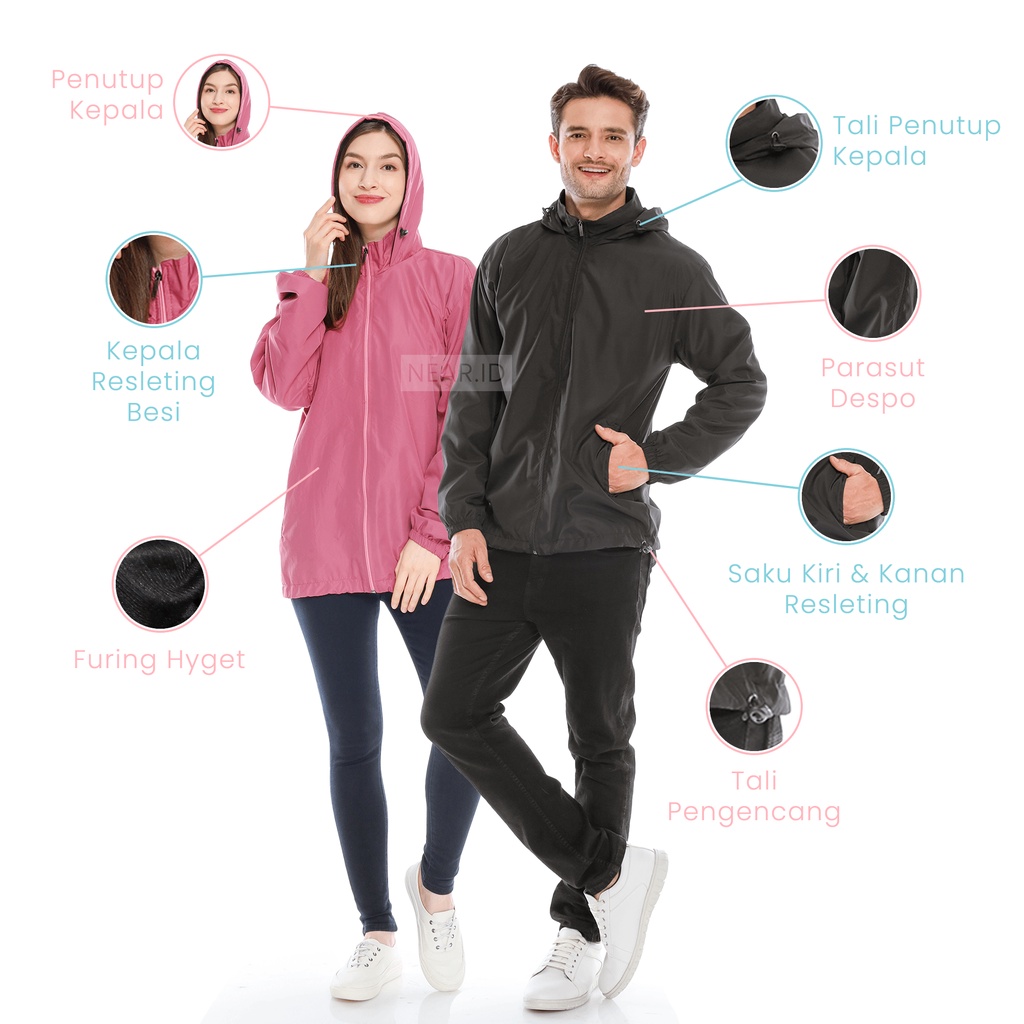 Jaket Parasut Sport Polos Premium