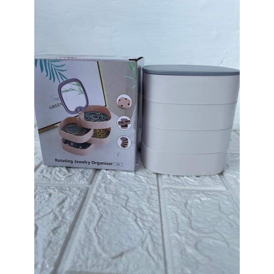 Kotak Perhiasan 4 Susun Putar 360 Derajat Tempat Penyimpanan Aksesoris