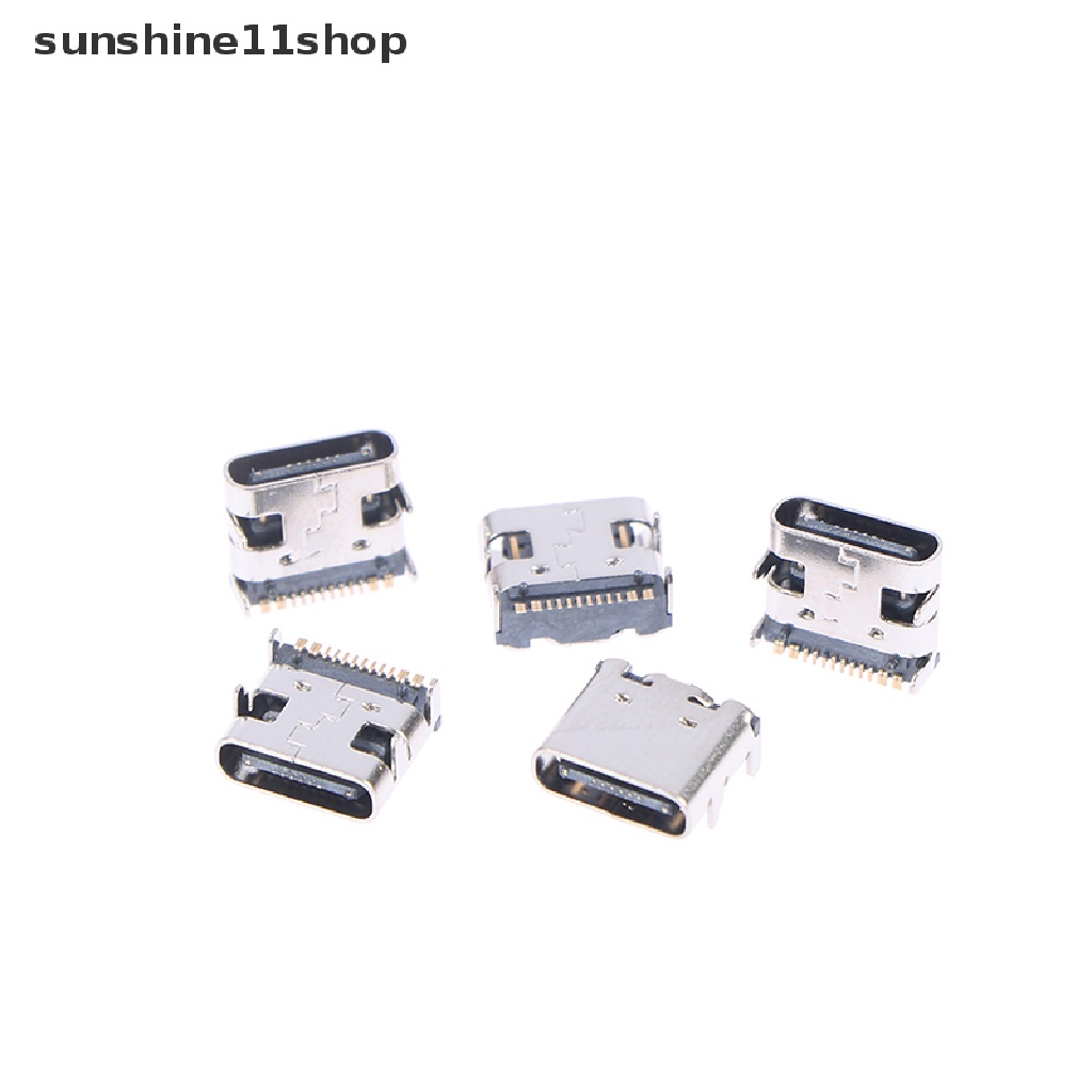 (SHO) 10pcs Konektor Soket USB 3.1 Tipe C Female 16 Pin Untuk Charging Port Handphone