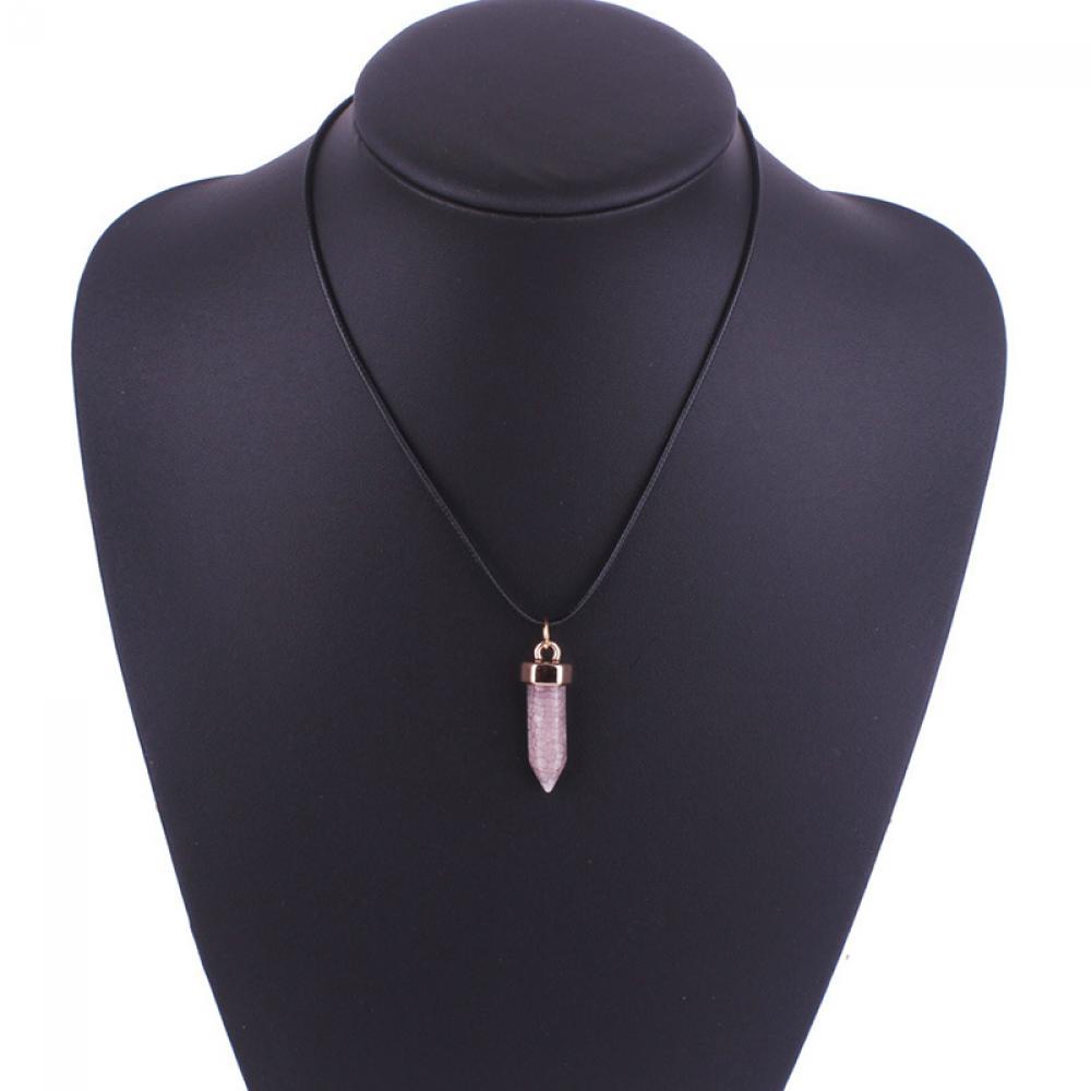 ROW Fashion Crystal Jewelry Hexagonal prism Necklace Women Synthetic Healing Point Chakra Pendant Chain Quartz/Multicolor