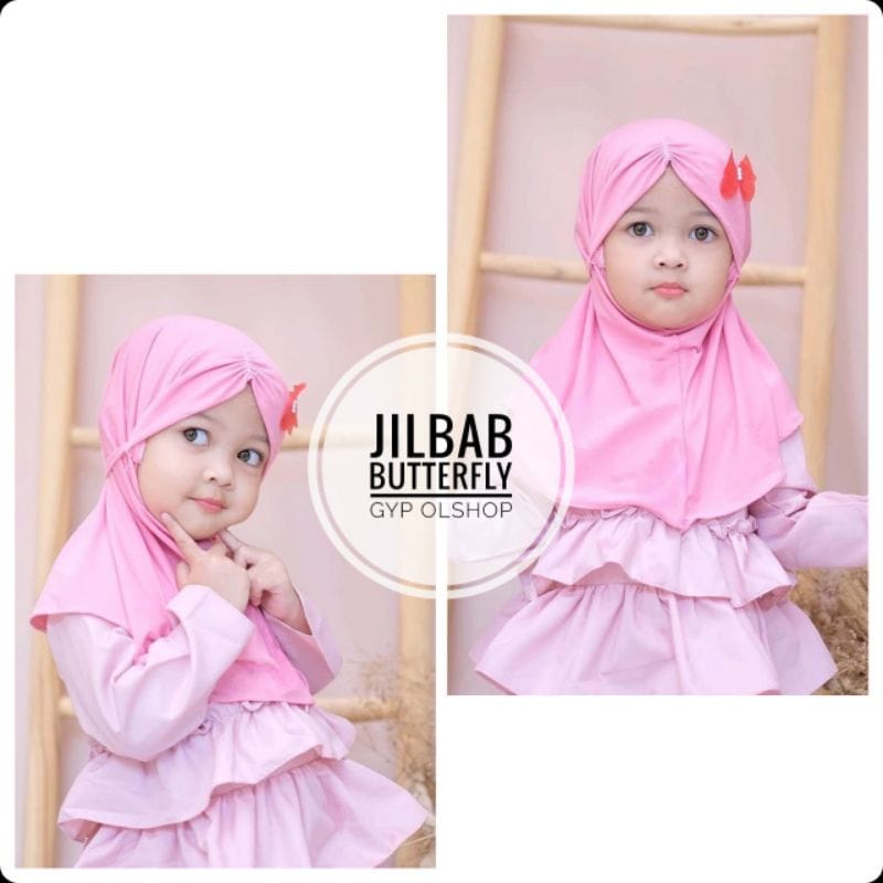 Jilbab Anak Bayi Balita Butterfly Usia 0-3 Tahun Bahan Jersey Terbaru Termurah / Alody's Collection