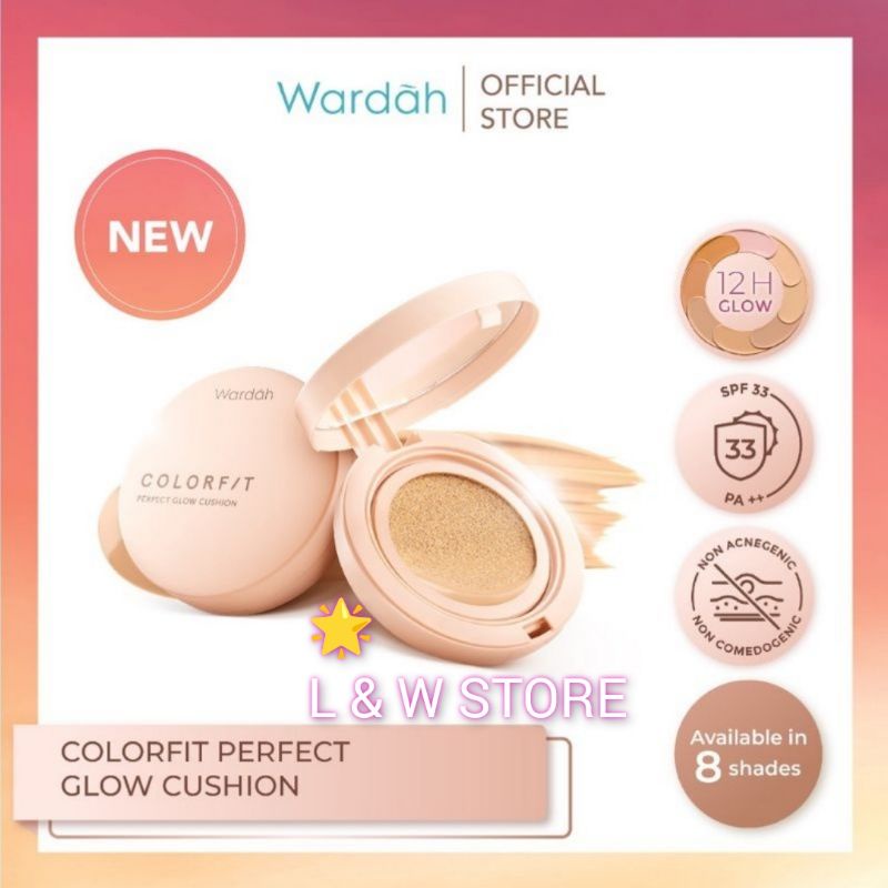 Wardah Colorfit Perfect Glow Cushion SPF 33 PA++/ WARDAH BEDAK TAHAN 12 JAM