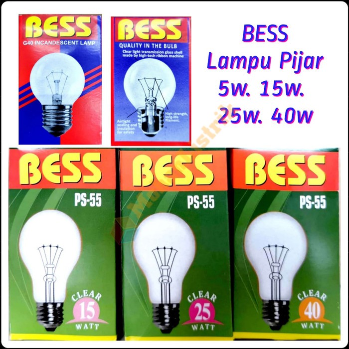 Lampu Pijar 5 Watt BESS Bohlam 5Watt Lampu Penghangat Penetas Telur Bohlam Ayam Hias Inkubator