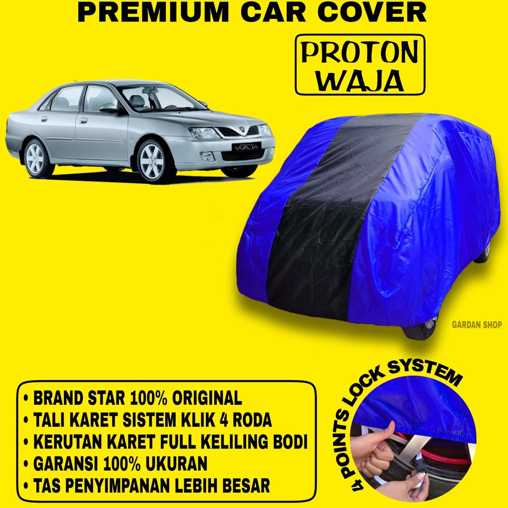 Body Cover PROTON WAJA BIRU HITAM Penutup Bodi Mobil Proton Waja Waterproof PREMIUM