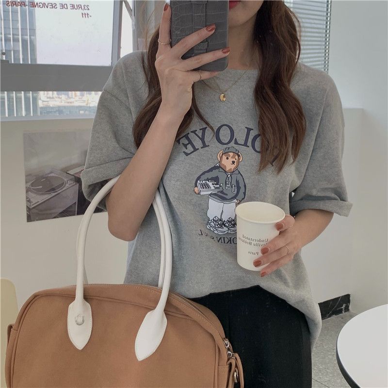 THISTLE - Oversize Tee Tshirt Wanita Model Longgar Motif Bear Cookin Soul