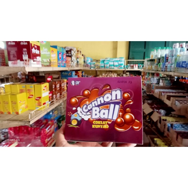 

Cannnon Ball Permen Coklat Kunyah 1 Box isi 24
