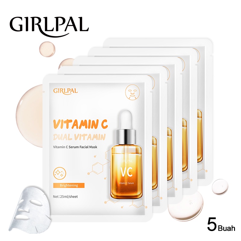 GIRLPAL VITAMIN C SERUM FACIAL MASK Brightening / Masker Wajah Facial Skincare Perawatan Wajah