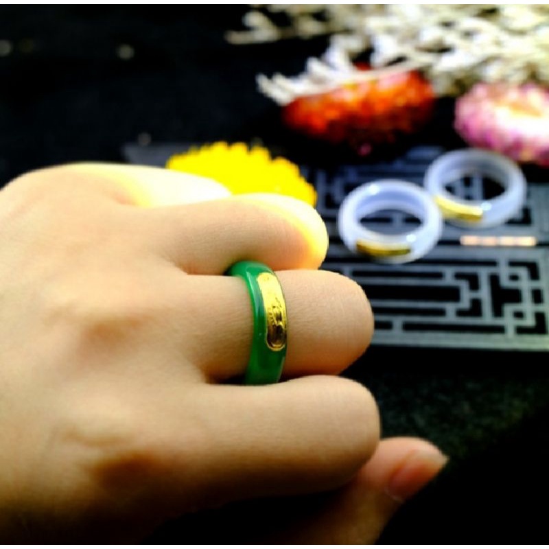 [GIOK EMAS 18K BISA DI GADAIKAN] Natura giok cincin ring emas gold 18k cincin emban ring emas