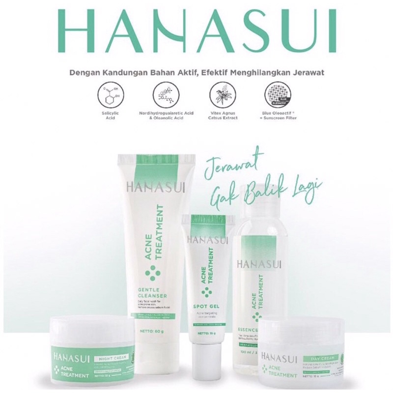 Hanasui Acne Treatment Toner Essence, Cleanser, Spot Gel, Day &amp; Night Cream