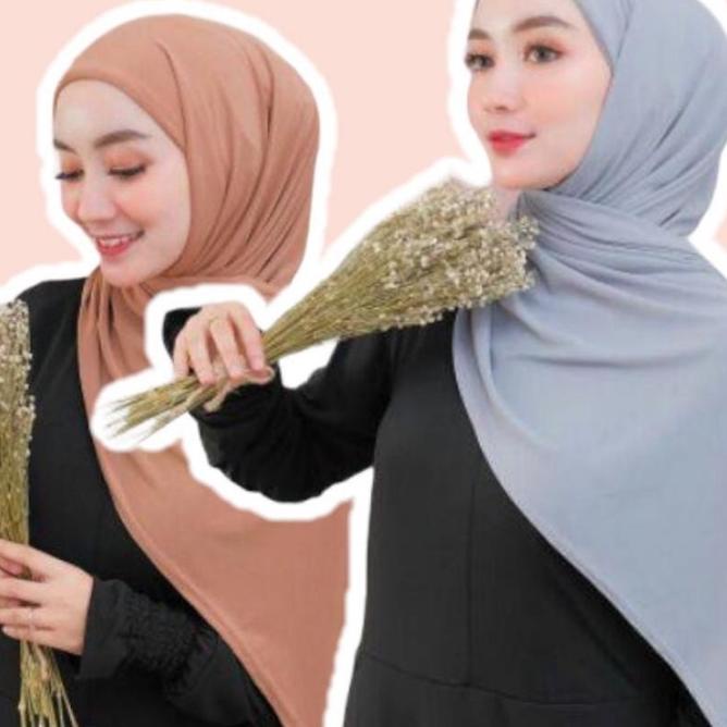 Jilbab Pashmina Inner 2 in 1 Ceruty Babydoll Polos