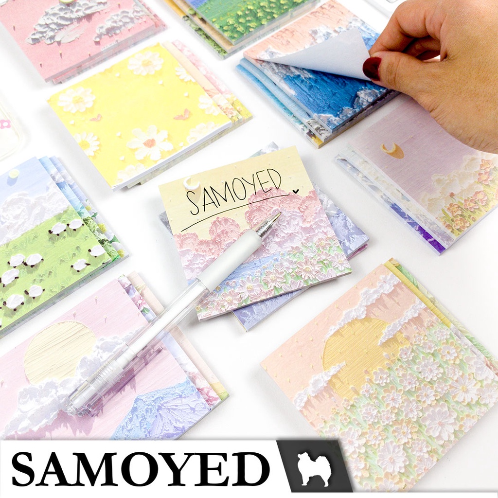 

SAMOYED SN-P3 Kertas Memo Tempel / Sticky Notes Pad Motif 3D Lukisan Alam Cat Minyak Estetik / Lucu / Aesthetic / Esthetic / Cute / Fancy Nature Oil Painting Uk. 80 x 80 mm