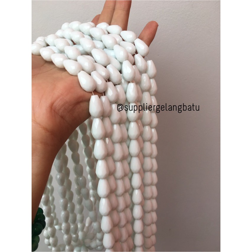 kristal Tetes ceko 15mm x 10mm WHITE DOFF aksesoris putih susu findyka aksesoris craft pria wanita