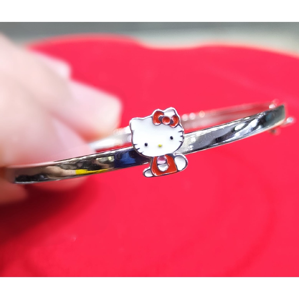 Gelang Anak Kaku Emas Putih Hello Kitty Kadar 75% 2.06 Gram