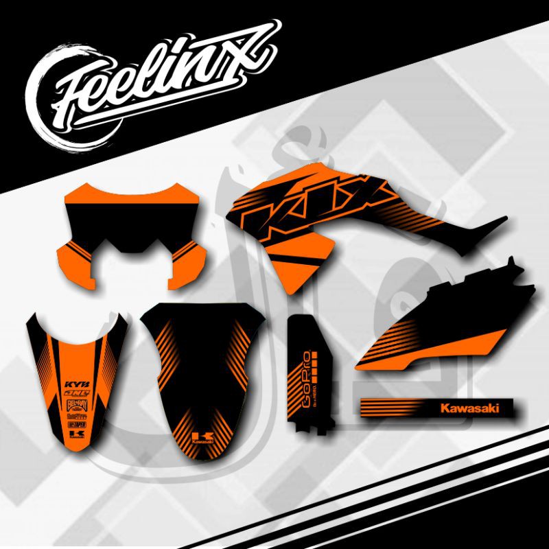 DECAL KLX BF ORANGE HITAM