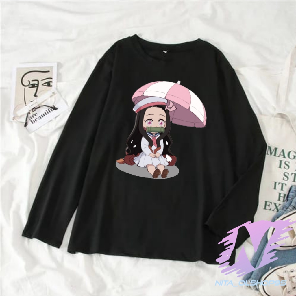 KAOS NEZUKO CHIBI BAJU KAOS ANAK LENGAN PANJANG ANIME DEMON SLAYER TERBARU