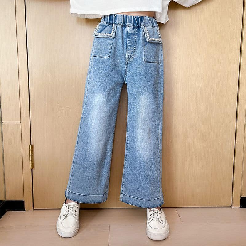 Celana Panjang Jeans Anak Remaja Perempuan Impor Pocket Mutiara Pearl ukuran 4-14tahun