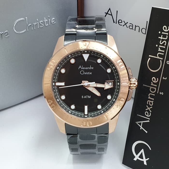 ALEXANDRE CHRISTIE AC 6517 ROSE GOLD BLACK GARANSI RESMI 1 TAHUN