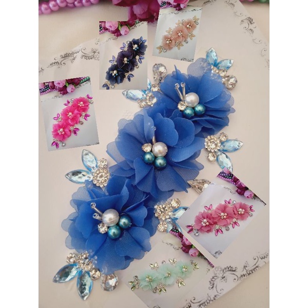 (READY) BUNGA RANGKAI PAYET / PAYET KRISTAL JAHIT // DIAMON KRISTAL JAHIT UK 16CM // HIASAN DADA