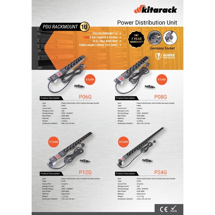 Kitarack PDU Rack Server Power Distribution Unit 12 Outlet Stop Kontak