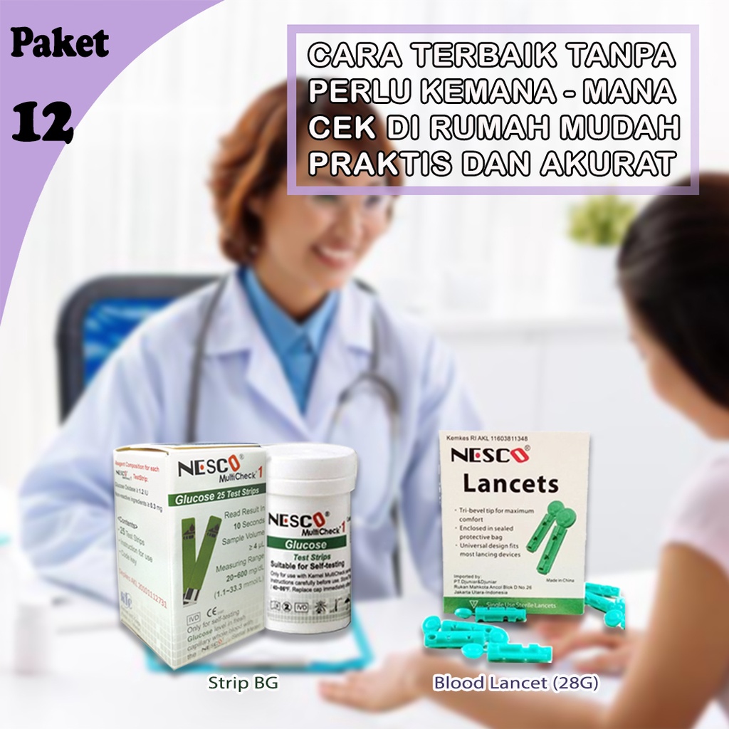 PAKET 12A (STRIP BG GULA DARAH + BLOOD LANCET)