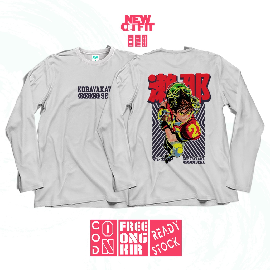 Kaos Lengan Panjang SENA KOBAYAKAWA EYESHIELD 21 DEIMON DEVIL BATS Baju Jepang Anime Manga T shirt D