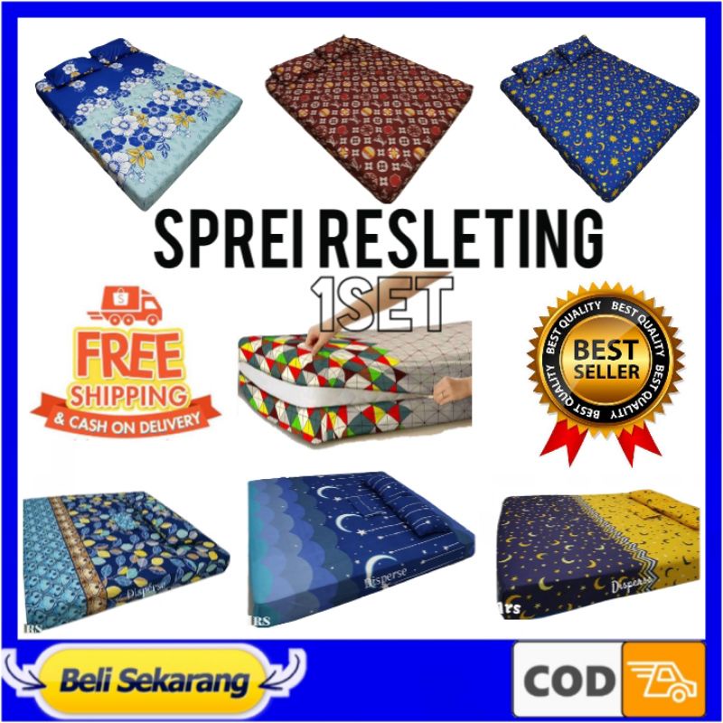Sprei Resleting Sarung Kasur Busa Satu Set Bantal Guling No1 No2 No3 No4