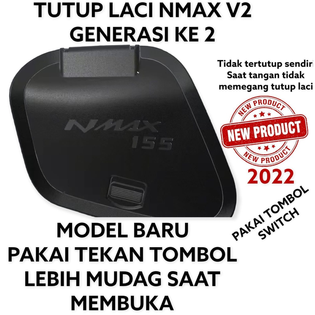 PROMO TUTUP LACI NMAX MODEL BARU PAKAI TEKAN TOMBOL BUAT MEMBUKA LACI COVER LACI NMAX NEW COVER TUTUP BAGASI SAKU LACI NEW NMAX 2020-2022