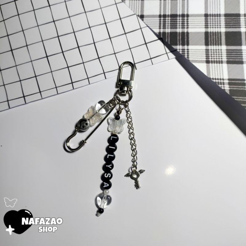 Beads keychain manik /keyring custom /gantungan kunci /gantungan handphone /phone hook phone strap /