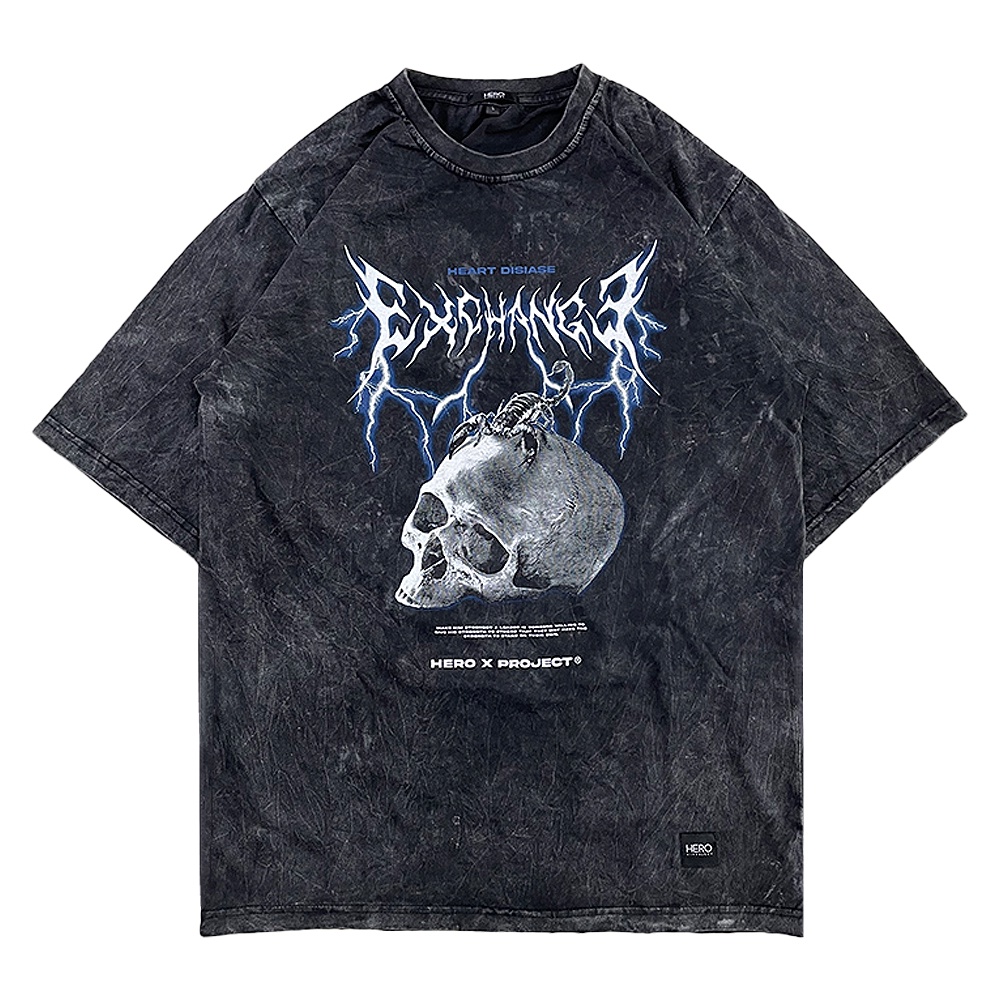 [OVERSIZE] WASHED OVERSIZE GRAPHIC T-SHIRT 'EXCHANGE'