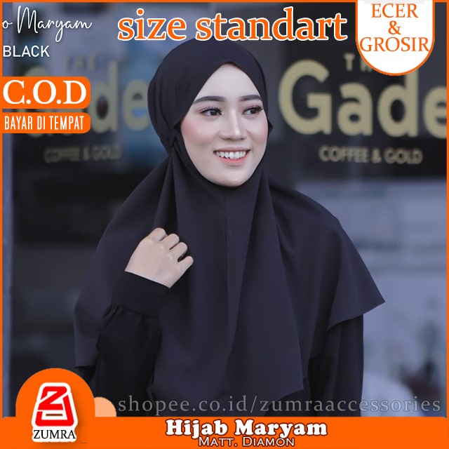 jilbab Bergo Maryam 2 size Standart &amp; Jumbo Diamon Tanpa Ped Style Ala Selebgram Harian Casual