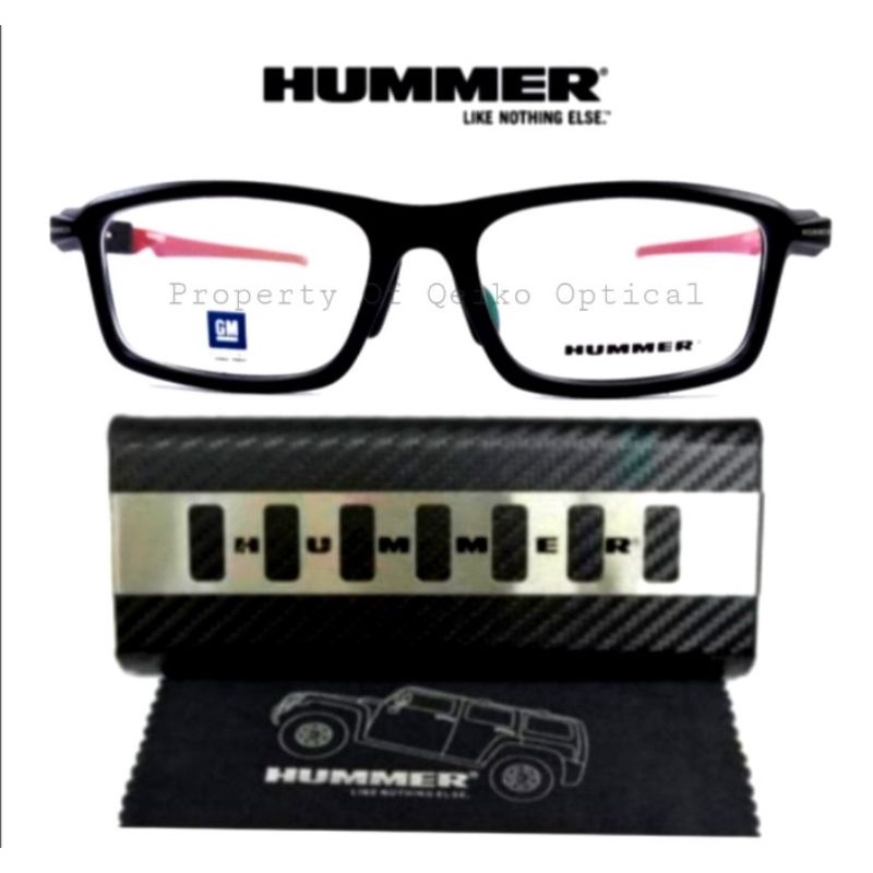 Kacamata Frame Pria Original Hummer H741-C5 S52 M.Black Red - Model Sporty Lebar