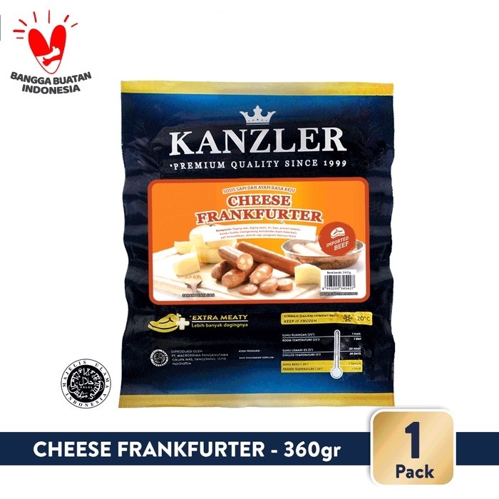 CHEESE FRANKFURTER KANZLER 360GR/5PCS SOSIS SAPI KEJU HALAL