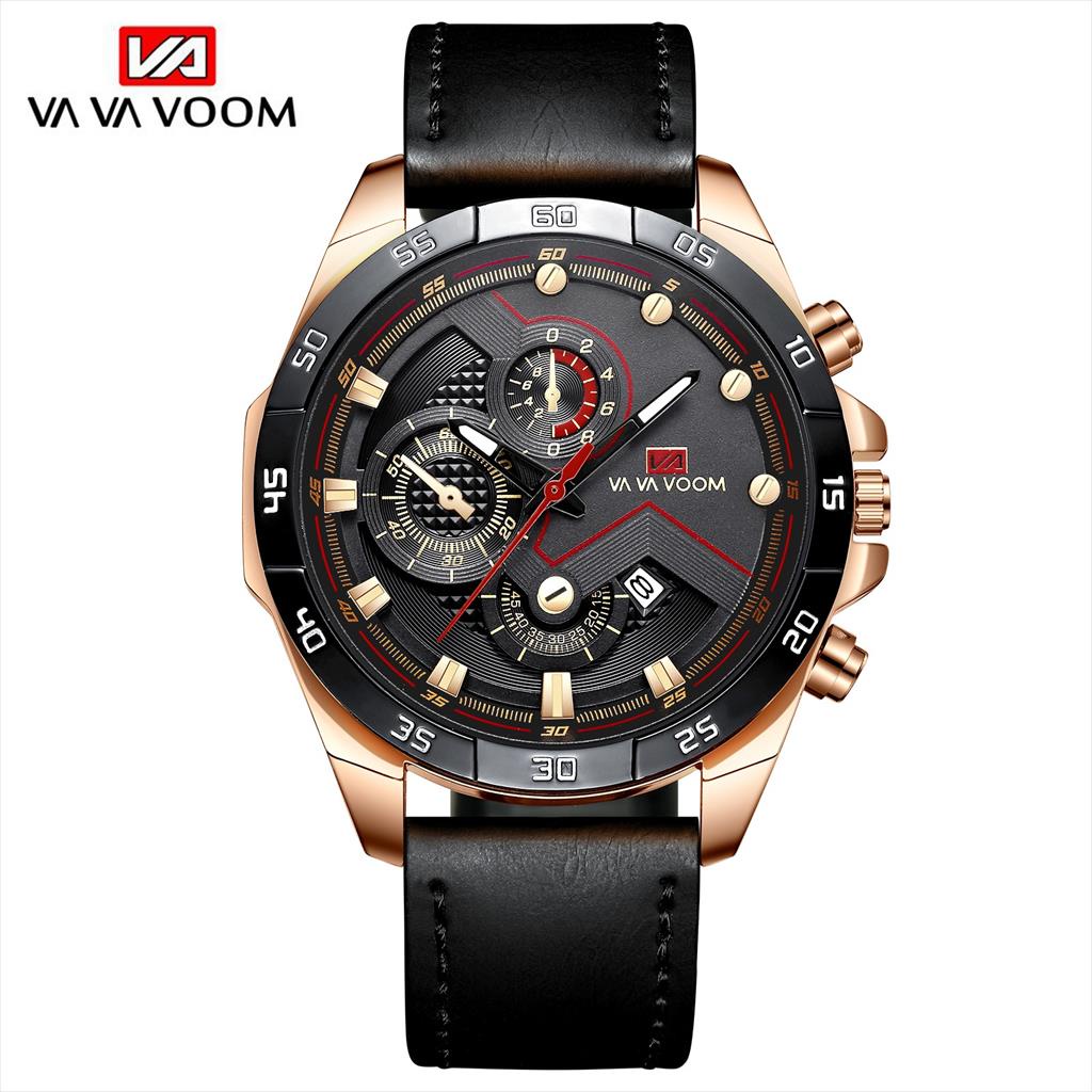 Jam Tangan Pria VAVA VOOM 2162 VAVAVOOM Tahan Air Kulit Leather Anti Karat Premium Original